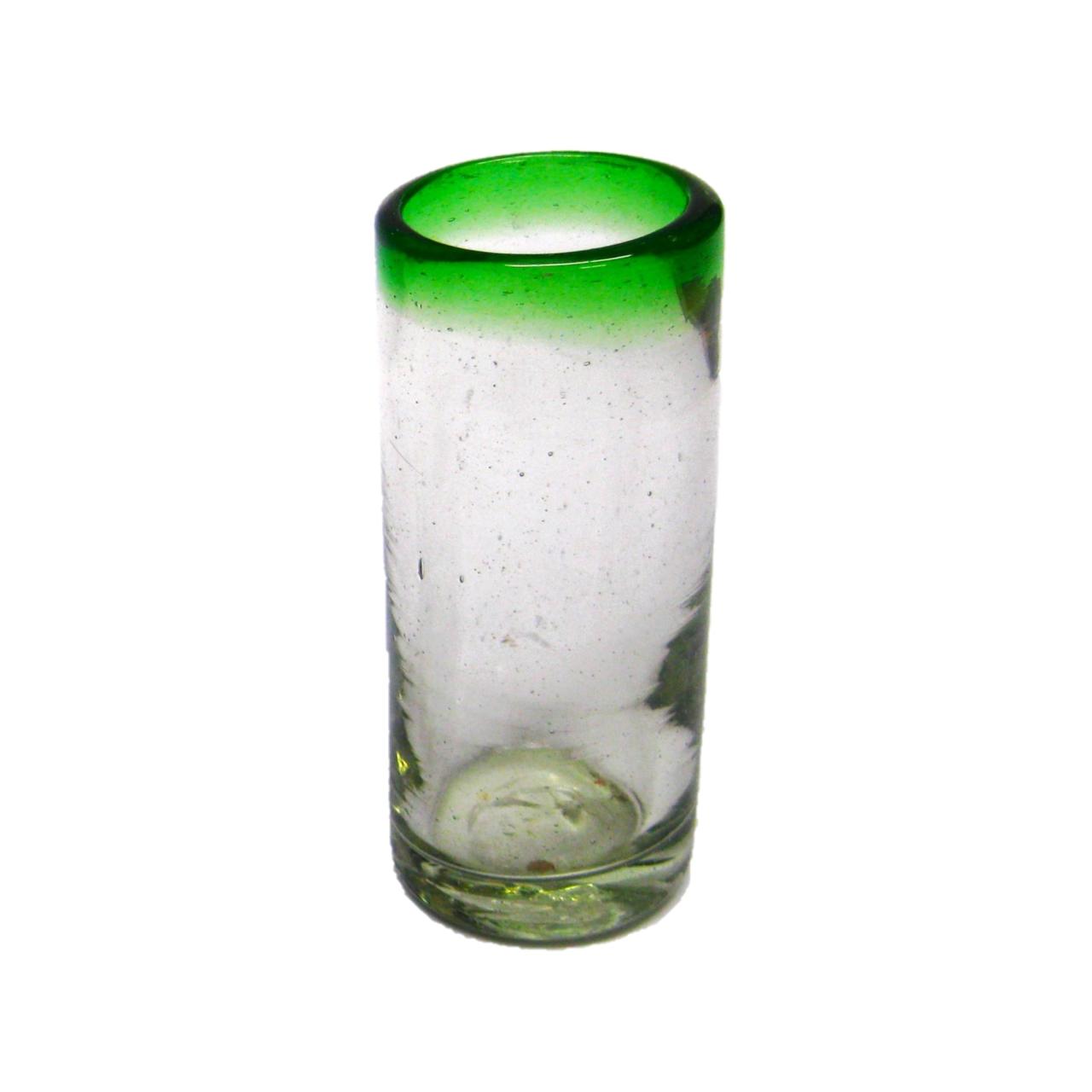 Colored Rim Glassware / Emerald Green Rim 2 oz Tequila Shot Glasses (set of 6) / These shot glasses bordered in emerald green are perfect for sipping your favourite tequila or any other liquor.